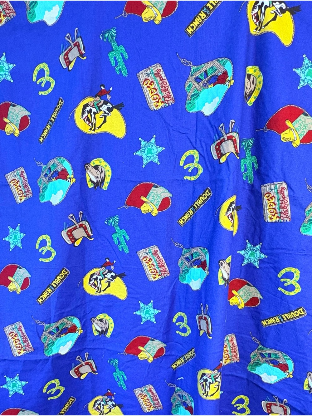 Vintage Princess Fabrics Cowboy Rodeo Western Fabric ~ 3 Yards